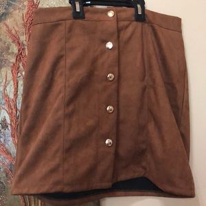 Brown faux suede skirt